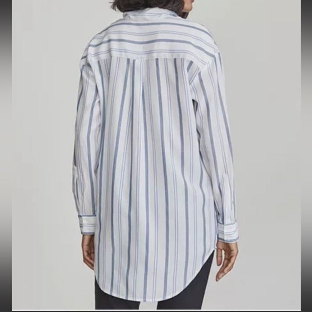 Elizabeth and James Blue & White Striped Tie Front Blouse - Picture 6 of 6